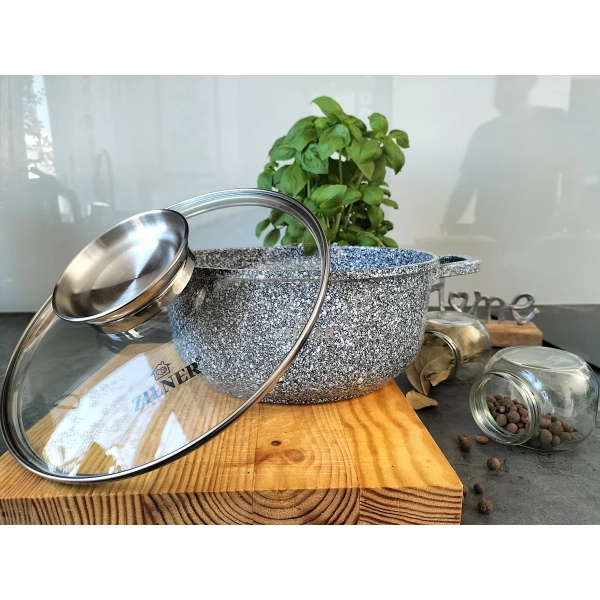ZESTAW GARNKÓW CERAMICZNO MARMURKOWYCH NA INDUKCJE 12 ELE ZL-7086