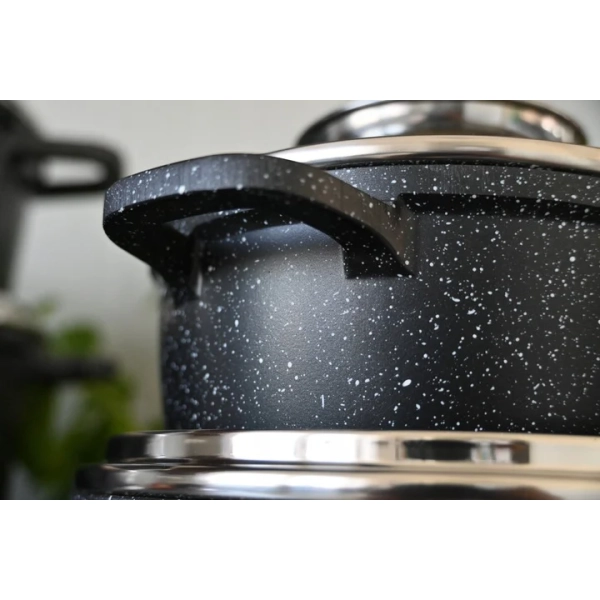 ZESTAW GARNKÓW CERAMICZNO MARMURKOWYCH NA INDUKCJE 12 ELE ZL-8526