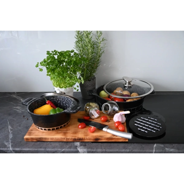 ZESTAW GARNKÓW CERAMICZNO MARMURKOWYCH NA INDUKCJE 11 ELE ZL-8512R