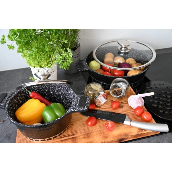 ZESTAW GARNKÓW CERAMICZNO MARMURKOWYCH NA INDUKCJE 11 ELE ZL-8512R