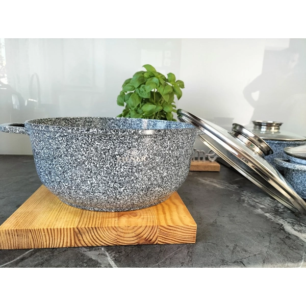 ZESTAW GARNKÓW CERAMICZNO MARMURKOWYCH NA INDUKCJE 12 ELE ZL-7086