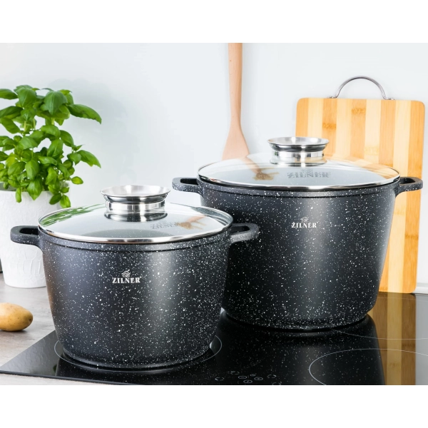 ZESTAW GARNKÓW CERAMICZNO MARMURKOWYCH NA INDUKCJE 4 ELE ZL-7011