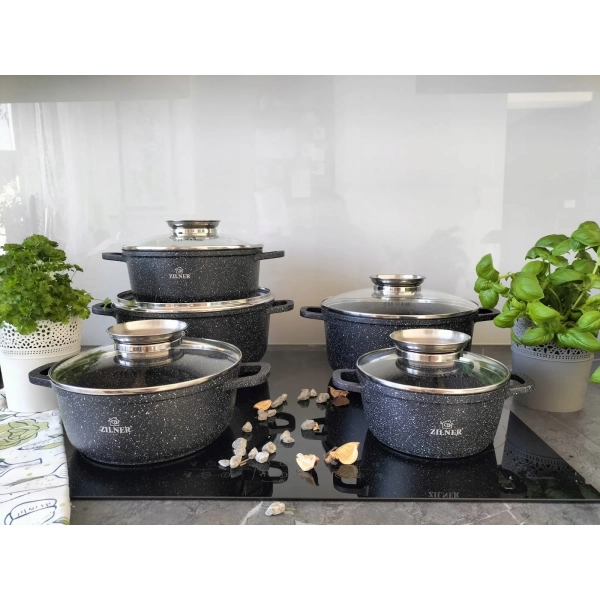 ZESTAW GARNKÓW CERAMICZNO MARMURKOWYCH NA INDUKCJE 10 ELE ZL-8522