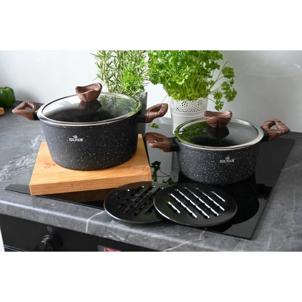 ZESTAW GARNKÓW CERAMICZNO MARMURKOWYCH NA INDUKCJE 15 ELE ZL-8518