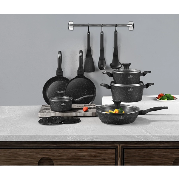 ZESTAW GARNKÓW CERAMICZNO MARMURKOWYCH NA INDUKCJE 15 ELE ZL-8545