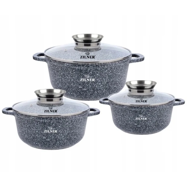 ZESTAW GARNKÓW CERAMICZNO MARMURKOWYCH NA INDUKCJE 6 ELE ZL-8530