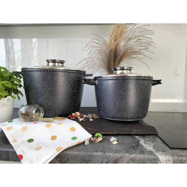 ZESTAW GARNKÓW CERAMICZNO MARMURKOWYCH NA INDUKCJE 8 ELE ZL-8558