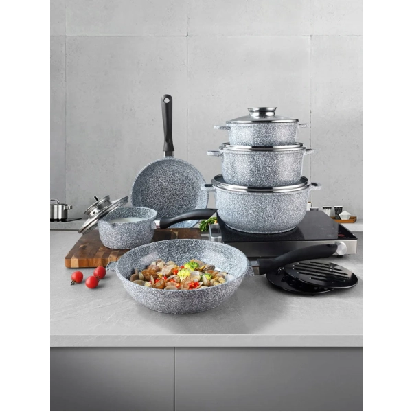 ZESTAW GARNKÓW CERAMICZNO MARMURKOWYCH NA INDUKCJE 12 ELE ZL-7082