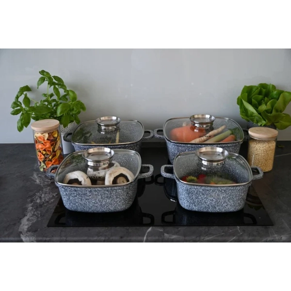 ZESTAW GARNKÓW CERAMICZNO MARMURKOWYCH NA INDUKCJE 8 ELE ZL-8534