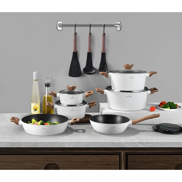 ZESTAW GARNKÓW CERAMICZNO MARMURKOWYCH NA INDUKCJE 15 ELE ZL-8515