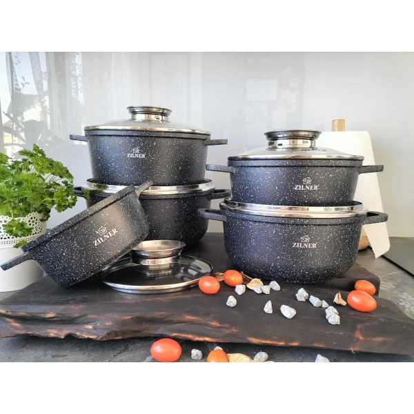 ZESTAW GARNKÓW CERAMICZNO MARMURKOWYCH NA INDUKCJE 10 ELE ZL-8522