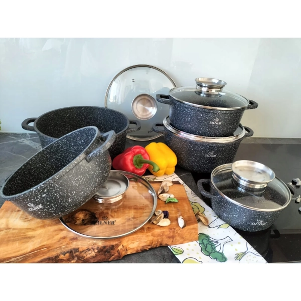 ZESTAW GARNKÓW CERAMICZNO MARMURKOWYCH NA INDUKCJE 10 ELE ZL-8522