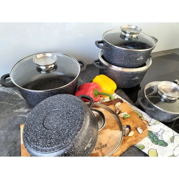 ZESTAW GARNKÓW CERAMICZNO MARMURKOWYCH NA INDUKCJE 10 ELE ZL-8522