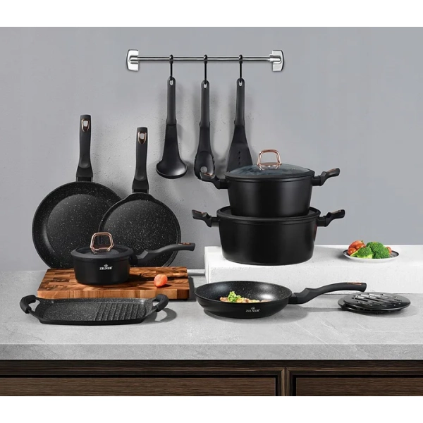 ZESTAW GARNKÓW CERAMICZNO MARMURKOWYCH NA INDUKCJE 15 ELE ZL-8593
