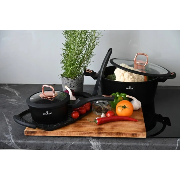 ZESTAW GARNKÓW CERAMICZNO MARMURKOWYCH NA INDUKCJE 15 ELE ZL-8593