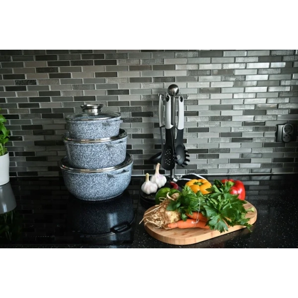 ZESTAW GARNKÓW CERAMICZNO MARMURKOWYCH NA INDUKCJE 12 ELE ZL-7082